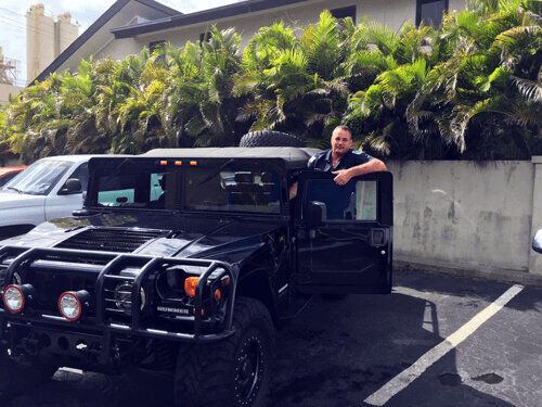 Tim in a Hummer